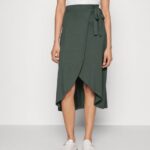 femmes jupe midi portefeuille basique jupe trapèze vert clair 006BT789 Anna Field