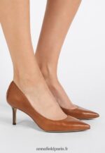 femmes lanette escarpin en cuir talons classiques bronzage profond 006BT1732 Anna Field