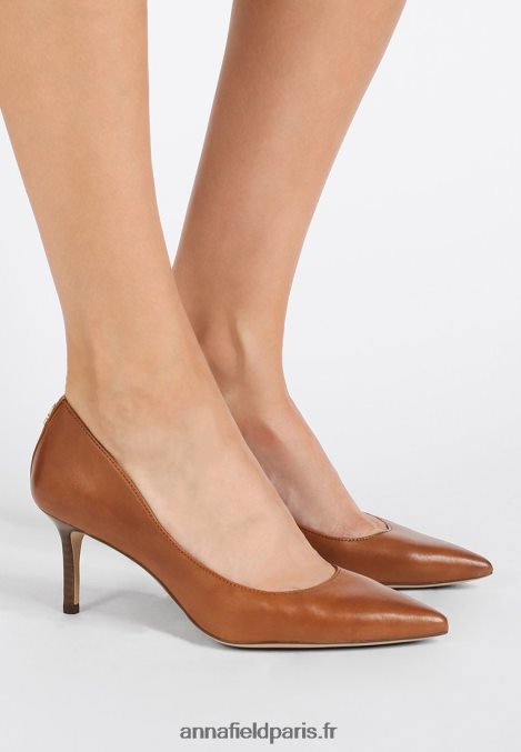 femmes lanette escarpin en cuir talons classiques bronzage profond 006BT1732 Anna Field - Image 1