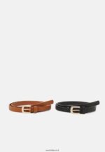 femmes Lot de 2 ceintures noir/cognac 006BT2727 Anna Field