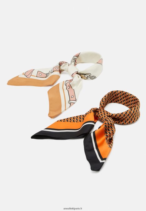 femmes Lot de 2 foulards marron/blanc cassé 006BT2833 Anna Field - Image 1