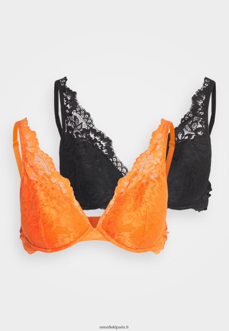 femmes Lot de 2 soutiens-gorge à armatures orange/noir 006BT934 Anna Field - Image 5