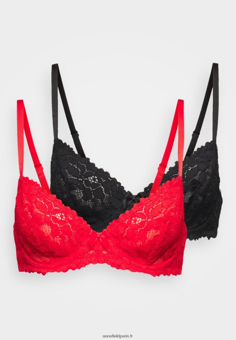 femmes Lot de 2 soutiens-gorge à armatures rouge/noir 006BT932 Anna Field - Image 6