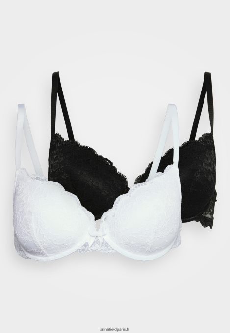 femmes Lot de 2 soutiens-gorge t-shirt en dentelle soutien-gorge à armatures blanc/noir 006BT943 Anna Field - Image 5