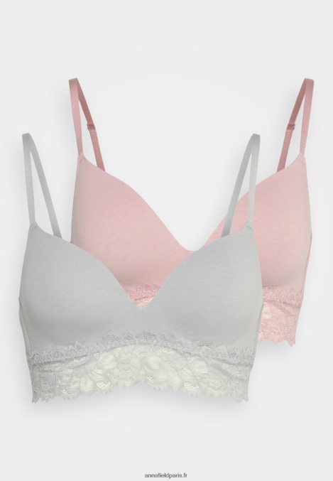 femmes Lot de 2 soutiens-gorge triangle gris/rose 006BT924 Anna Field - Image 5