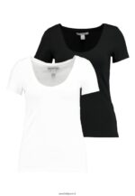 femmes Lot de 2 t-shirts basiques blanc/noir 006BT300 Anna Field - Image 4