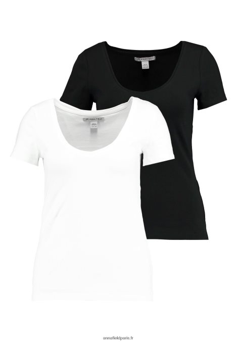 femmes Lot de 2 t-shirts basiques blanc/noir 006BT300 Anna Field - Image 4