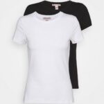 femmes Lot de 2 t-shirts basiques blanc/noir 006BT316 Anna Field