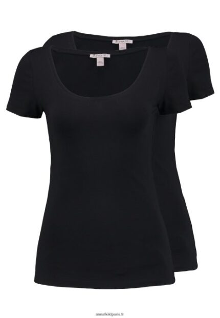 femmes Lot de 2 t-shirts basiques noir 006BT318 Anna Field