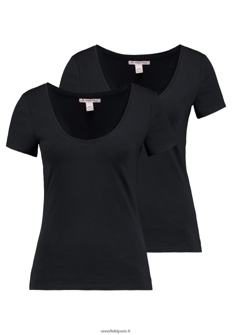 femmes Lot de 2 t-shirts basiques noir 006BT354 Anna Field - Image 4