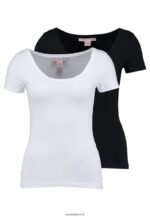 femmes Lot de 2 t-shirts basiques noir/blanc 006BT293 Anna Field