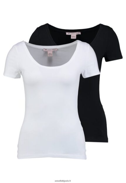 femmes Lot de 2 t-shirts basiques noir/blanc 006BT293 Anna Field