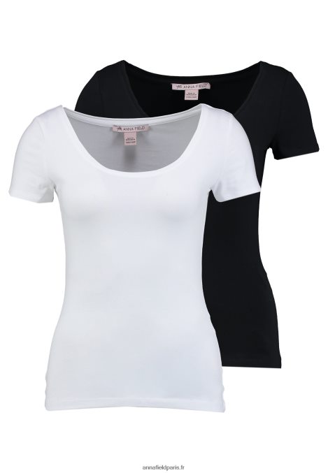 femmes Lot de 2 t-shirts basiques noir/blanc 006BT293 Anna Field - Image 1