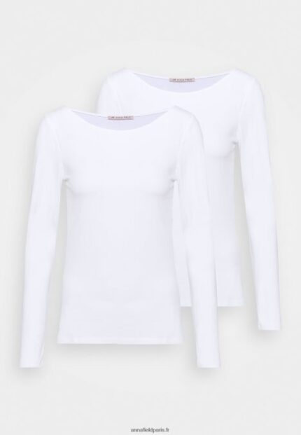 femmes Lot de 2 tops manches longues blanc 006BT518 Anna Field