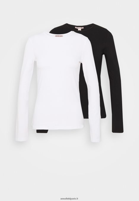 femmes Lot de 2 tops manches longues blanc/noir 006BT515 Anna Field - Image 6