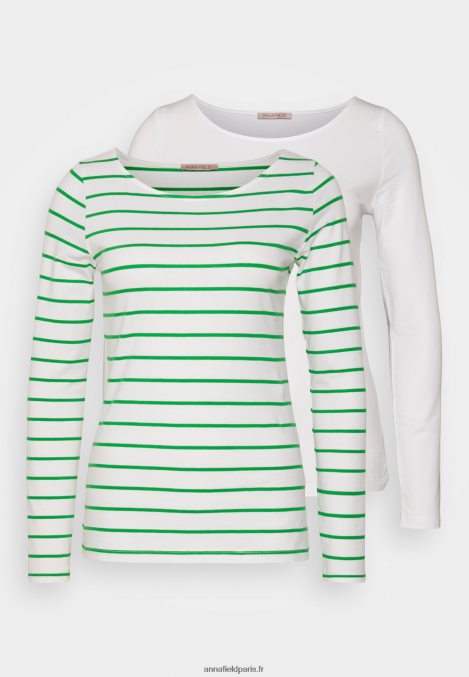 femmes Lot de 2 tops manches longues blanc/vert 006BT562 Anna Field - Image 5