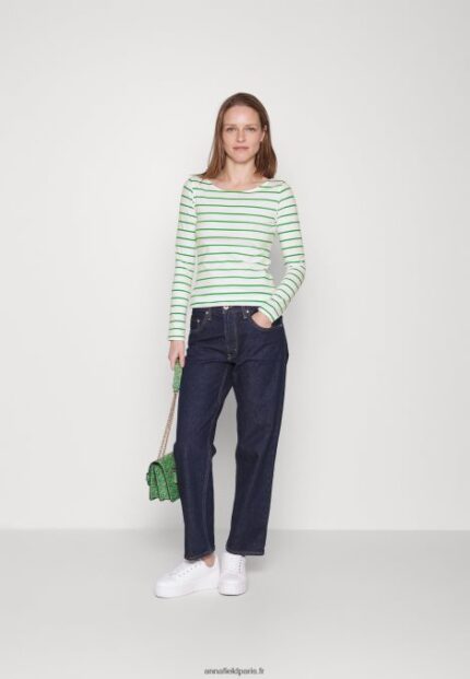 femmes Lot de 2 tops manches longues blanc/vert 006BT562 Anna Field