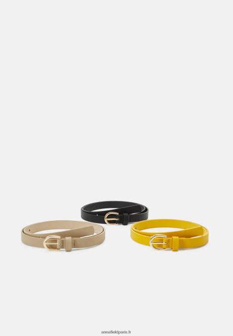 femmes Lot de 3 ceintures noir/jaune/taupe 006BT2729 Anna Field - Image 1