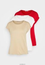 femmes Lot de 3 t-shirts basiques beige/blanc cassé/rouge 006BT301 Anna Field - Image 7