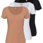 femmes Lot de 3 t-shirts basiques blanc/camel/noir 006BT380 Anna Field