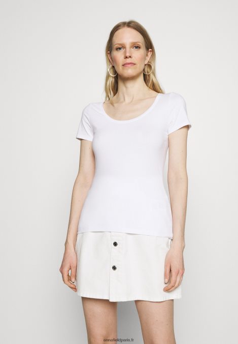 femmes Lot de 3 t-shirts basiques blanc/gris clair chiné/vert clair 006BT342 Anna Field - Image 4