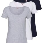 femmes Lot de 3 t-shirts basiques blanc/marine/gris clair chiné 006BT271 Anna Field