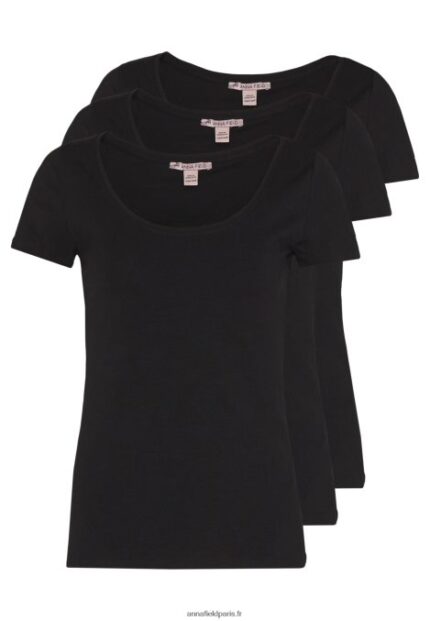 femmes Lot de 3 t-shirts basiques noir 006BT273 Anna Field
