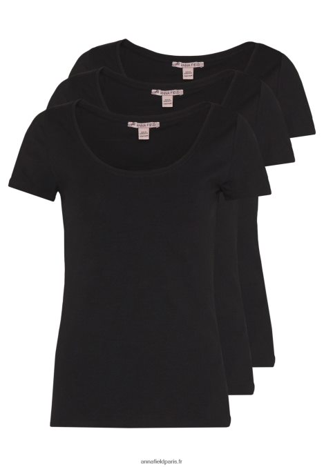 femmes_lot_de_3_t_shirts_basiques_noir_006bt273_anna_field.jpg femmes Lot de 3 t-shirts basiques noir 006BT273 Anna Field - Image 1