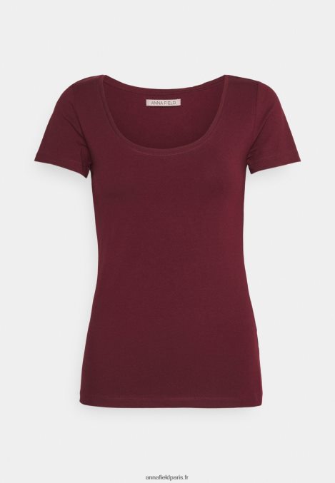 femmes Lot de 3 t-shirts basiques rouge foncé/bleu foncé/blanc 006BT330 Anna Field - Image 4