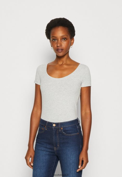 femmes Lot de 3 t-shirts basiques violet/blanc/gris clair chiné 006BT264 Anna Field - Image 4
