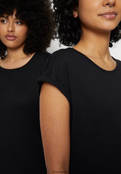 femmes Lot de 3 t-shirts imprimés bleu clair/blanc/noir 006BT263 Anna Field - Image 3
