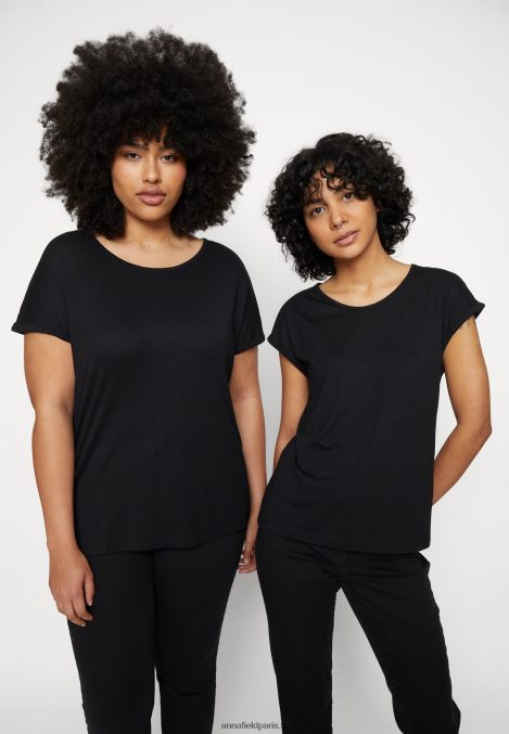 femmes Lot de 3 t-shirts imprimés bleu clair/blanc/noir 006BT263 Anna Field - Image 6