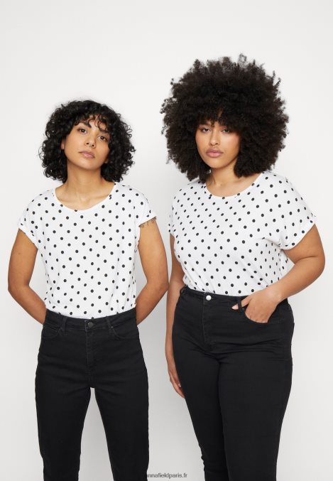 femmes Lot de 3 t-shirts imprimés bleu clair/blanc/noir 006BT263 Anna Field - Image 8