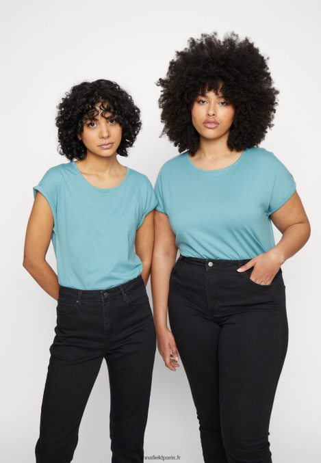 femmes Lot de 3 t-shirts imprimés bleu clair/blanc/noir 006BT263 Anna Field - Image 9