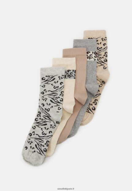 femmes Lot de 5 chaussettes beige/gris 006BT1124 Anna Field