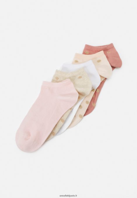 femmes Lot de 5 chaussettes blanc/beige/rose 006BT1136 Anna Field - Image 1