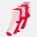 femmes Lot de 5 chaussettes blanc/rouge 006BT1130 Anna Field