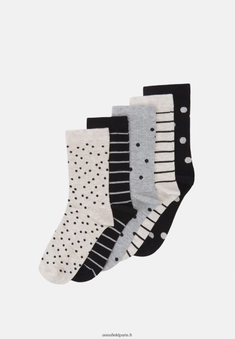 femmes_lot_de_5_chaussettes_gris_noir_006bt1142_anna_field.jpg femmes Lot de 5 chaussettes gris/noir 006BT1142 Anna Field - Image 1