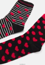 femmes Lot de 5 chaussettes rouge/noir 006BT1151 Anna Field - Image 3