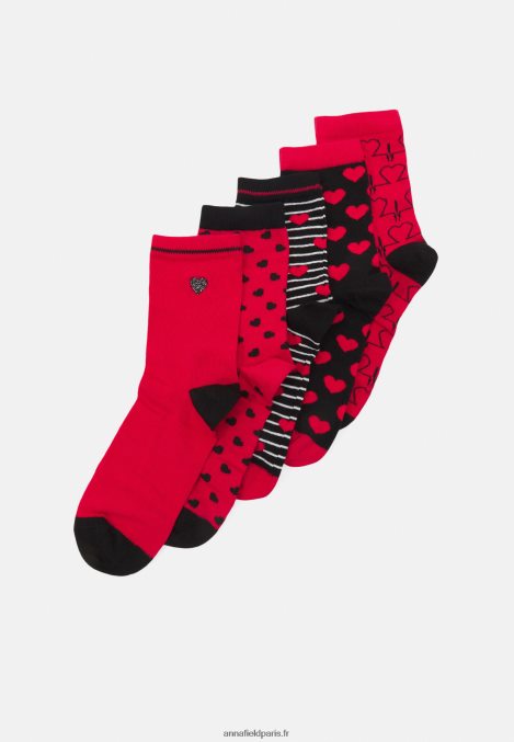 femmes_lot_de_5_chaussettes_rouge_noir_006bt1151_anna_field.jpg femmes Lot de 5 chaussettes rouge/noir 006BT1151 Anna Field - Image 1