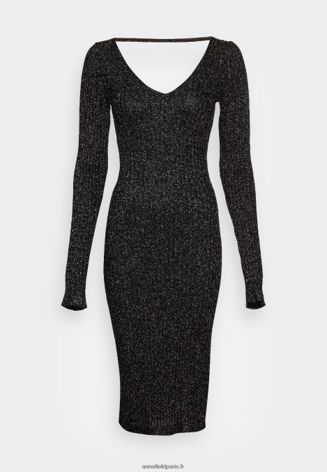 femmes_lurex_v_ausschnitt_robe_droite_midi_srickkleid_noir_006bt197_anna_field.jpg femmes lurex v-ausschnitt robe droite midi srickkleid noir 006BT197 Anna Field - Image 1
