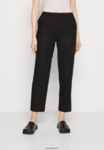 femmes pantalon en mélange de lin noir 006BT611 Anna Field