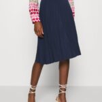 femmes plisse jupe trapèze mini jupe trapèze bleu maritime 006BT774 Anna Field