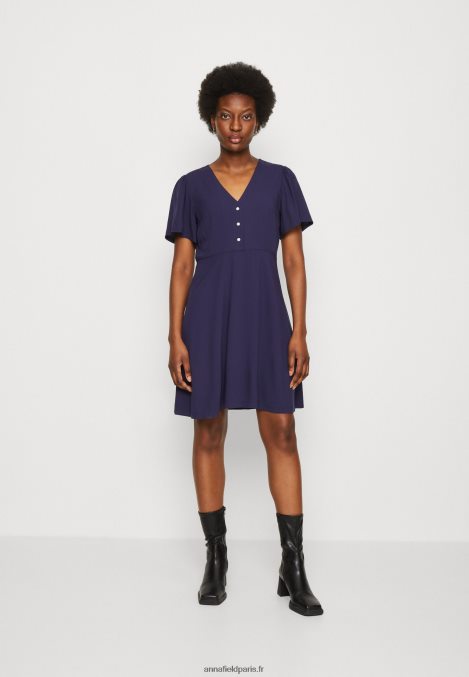 femmes_robe_chemise_bleu_fonce_006bt88_anna_field.jpg femmes robe chemise bleu foncé 006BT88 Anna Field - Image 1