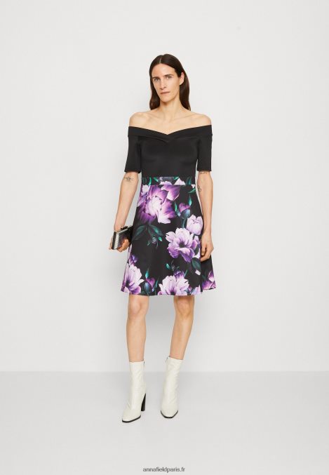 femmes robe de cocktail robe de soirée noir/violet 006BT71 Anna Field - Image 2