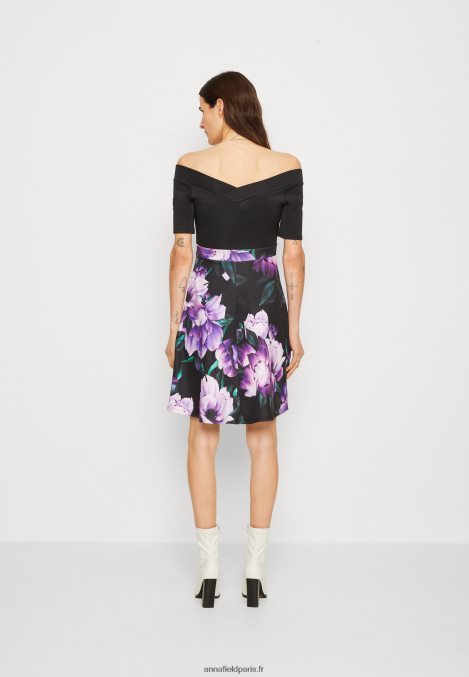 femmes robe de cocktail robe de soirée noir/violet 006BT71 Anna Field - Image 3