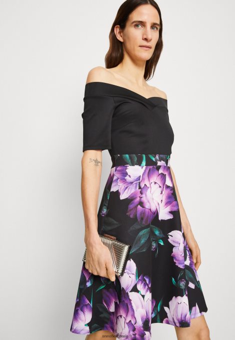 femmes robe de cocktail robe de soirée noir/violet 006BT71 Anna Field - Image 4