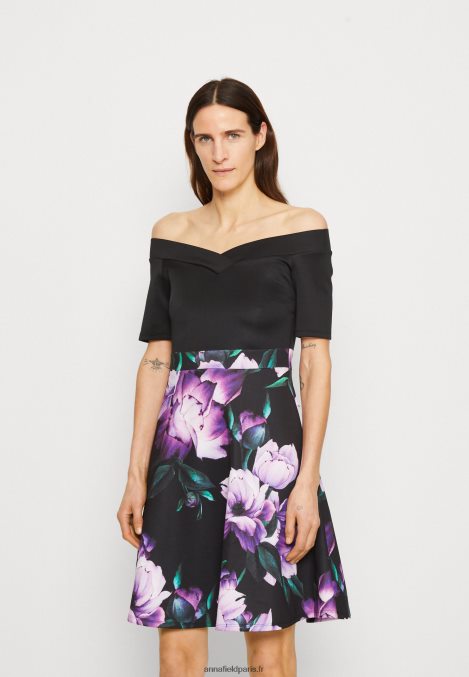femmes robe de cocktail robe de soirée noir/violet 006BT71 Anna Field - Image 1