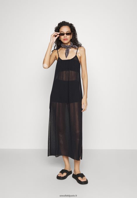 femmes robe de plage à bretelles simples accessoire de plage noir 006BT737 Anna Field - Image 2