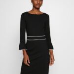femmes robe droite noir/blanc 006BT98 Anna Field